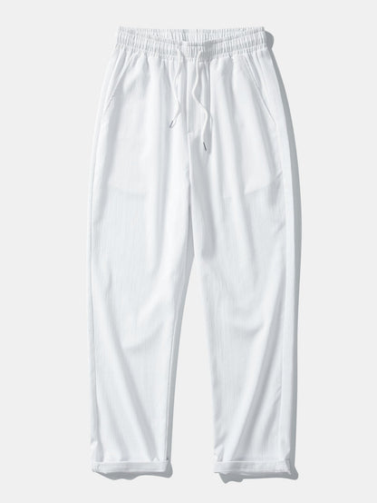 Textured V-Neck Shirt & Straight Leg Pants with Wrinkle Finish
