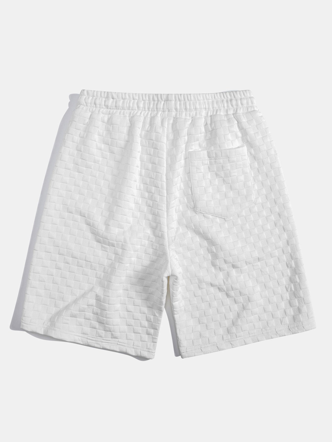 Checkerboard Jacquard Hooded T-Shirt with Arc Hem & Matching Shorts