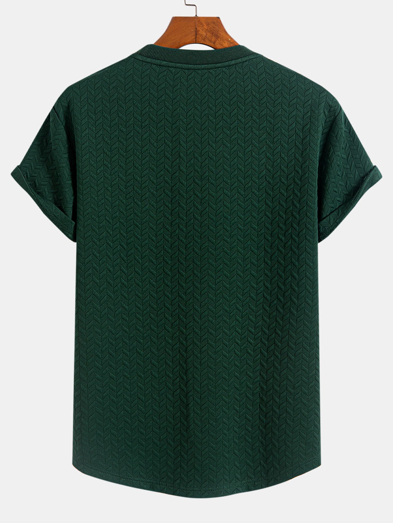 T-shirt con orlo ad arco e trama jacquard