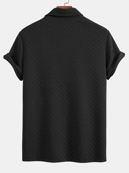 Short Sleeve Jacquard Texture Polo Shirt