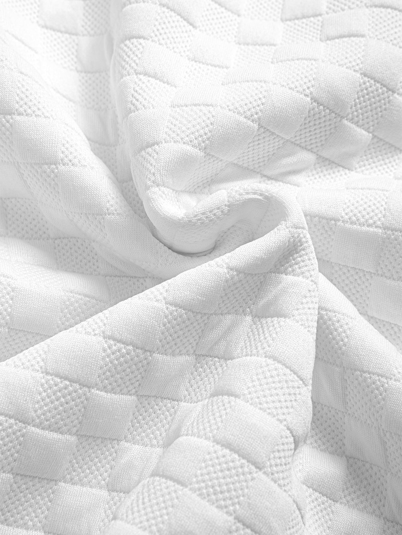 Checkerboard Jacquard Curved Hem T-Shirt