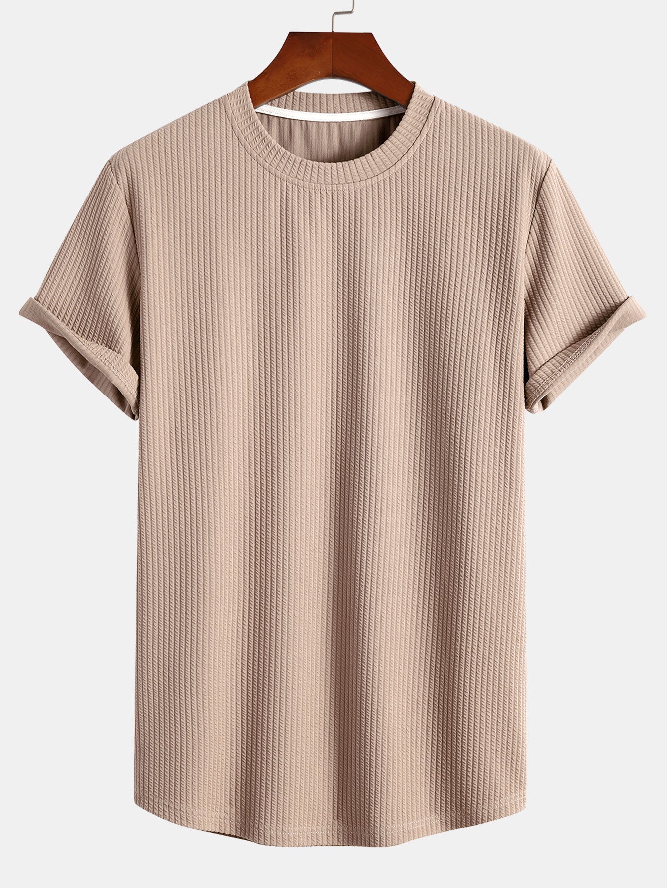 Ribbed Muscle Fit T-Shirt with Arc Hem