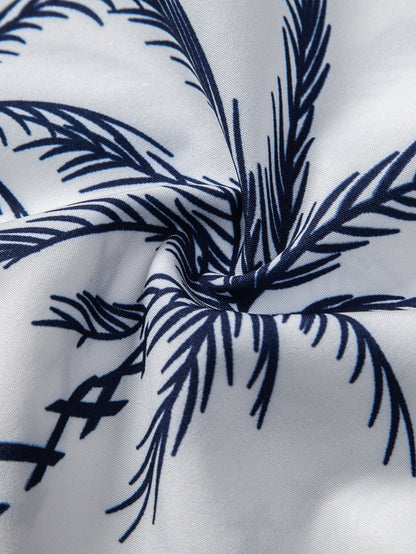 Button-Up Shirt with Island Sailing Print