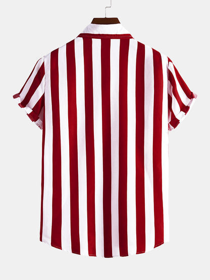 Broad Striped Stand Collar Shirts