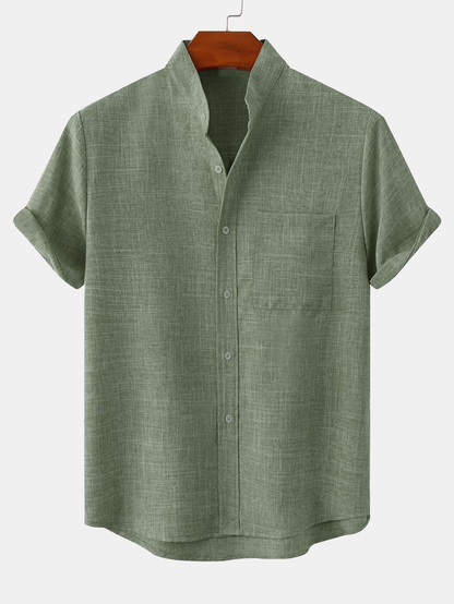 Men's Stand Collar Shirt with Pocket