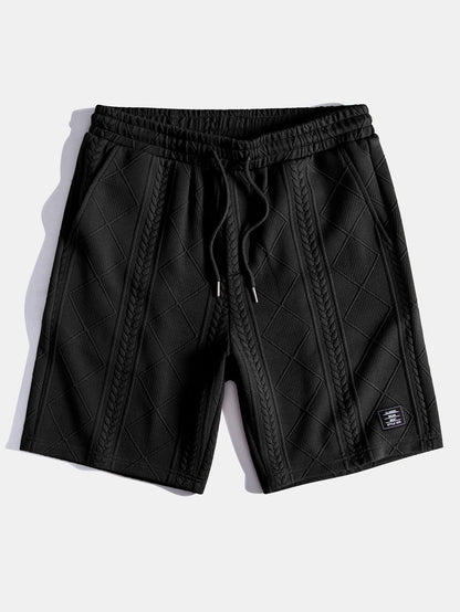 Geometric Jacquard Arc Hem T-Shirt and Shorts Set with Short Sleeves