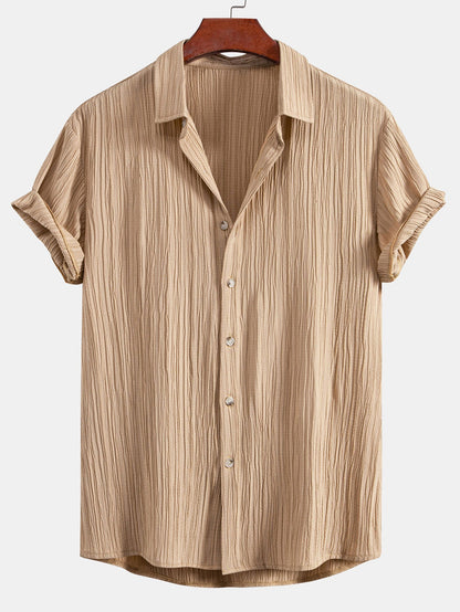 Textured Button-Up Shirt with Wrinkle Finish