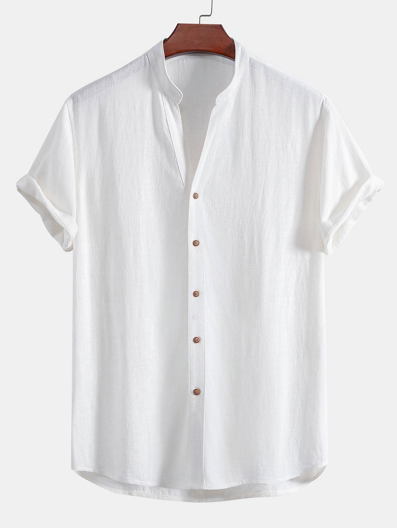 V-Neck Linen-Rayon Blend Top with Straight Leg Linen Trousers