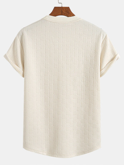Striped Jacquard T-Shirt with Arc Hem