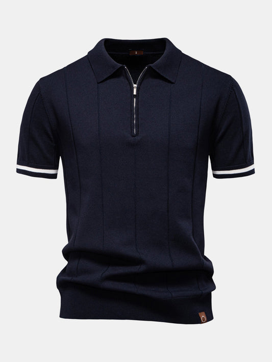 Polo in maglia con cerniera e finiture a contrasto