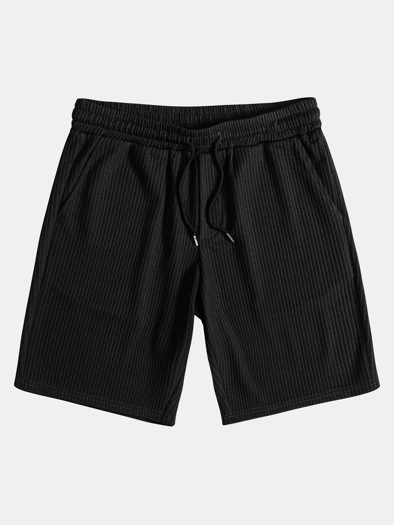 Ribbed Muscle Fit Button-Up Shirt and Shorts Set