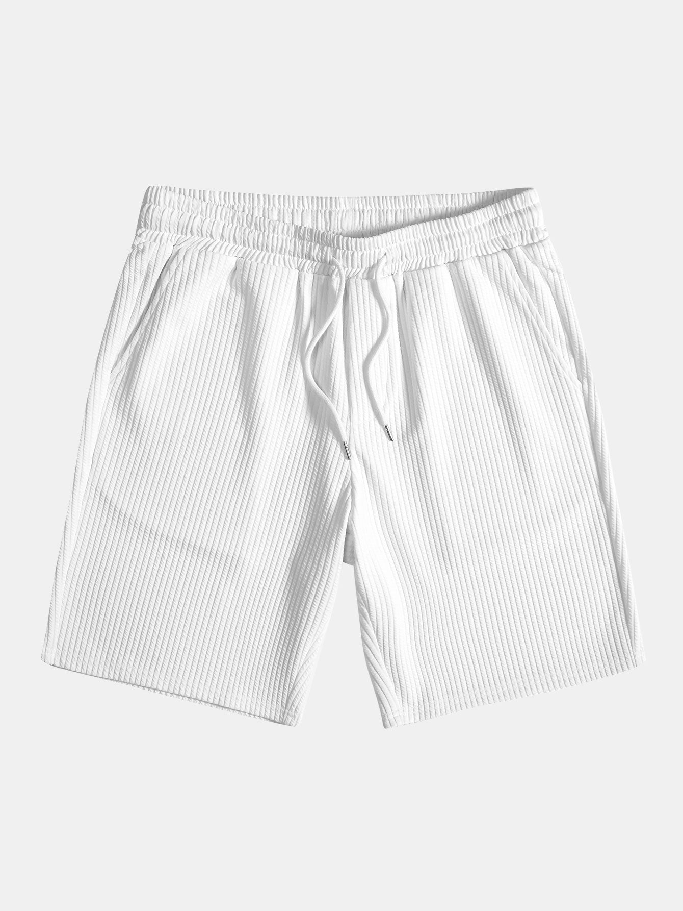 Ribbed Muscle Fit Button-Up Shirt and Shorts Set