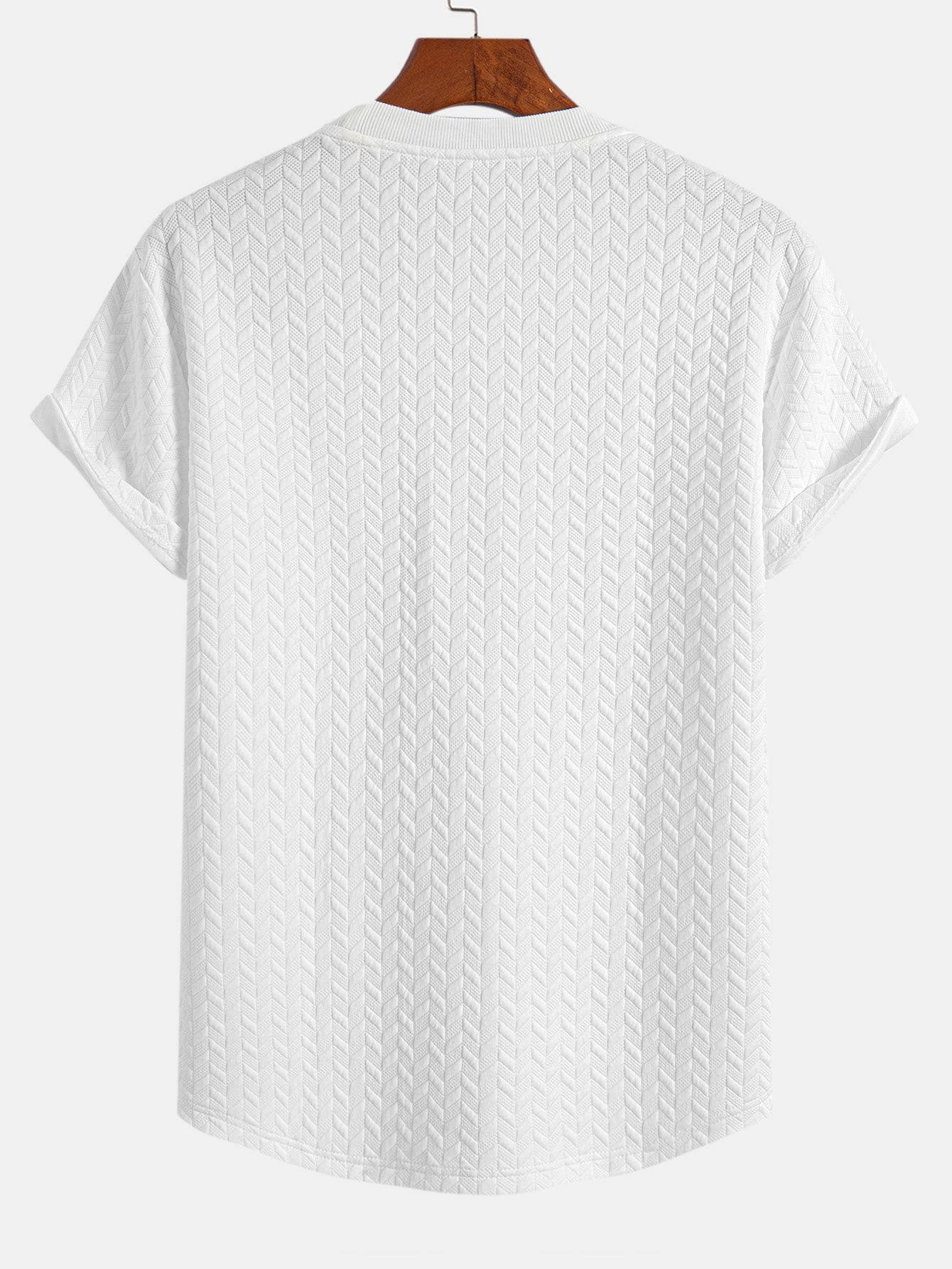 T-shirt con orlo ad arco e trama jacquard