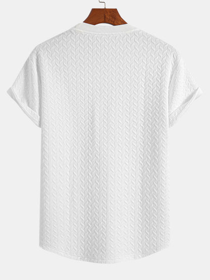 T-shirt con orlo ad arco e trama jacquard