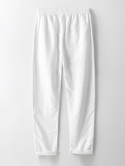 Linen-Style Short Sleeve Basic Shirts & Straight Leg Linen Trousers
