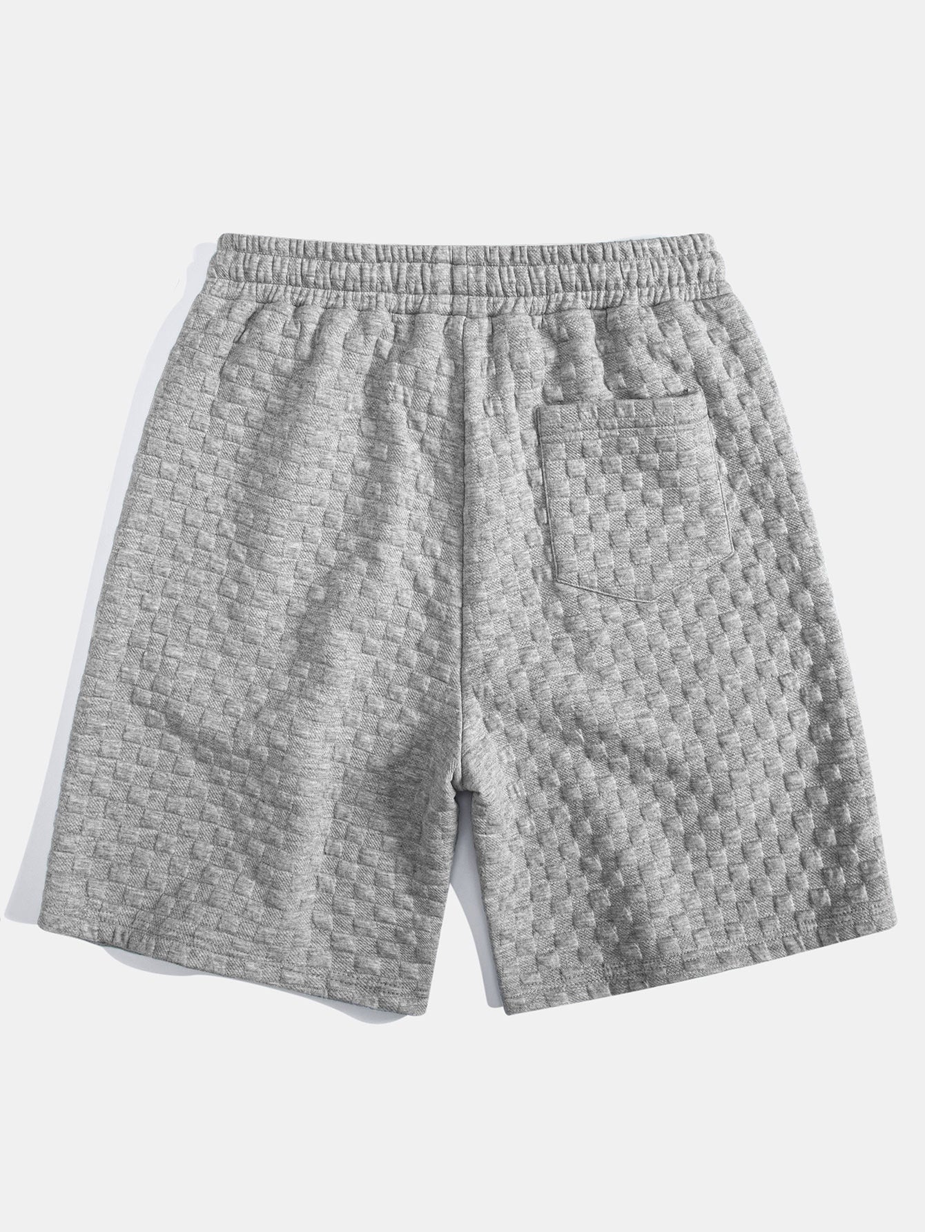 Checkerboard Jacquard Hooded T-Shirt with Arc Hem & Matching Shorts