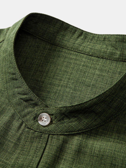 Short Sleeve Stand-Up Collar Shirt