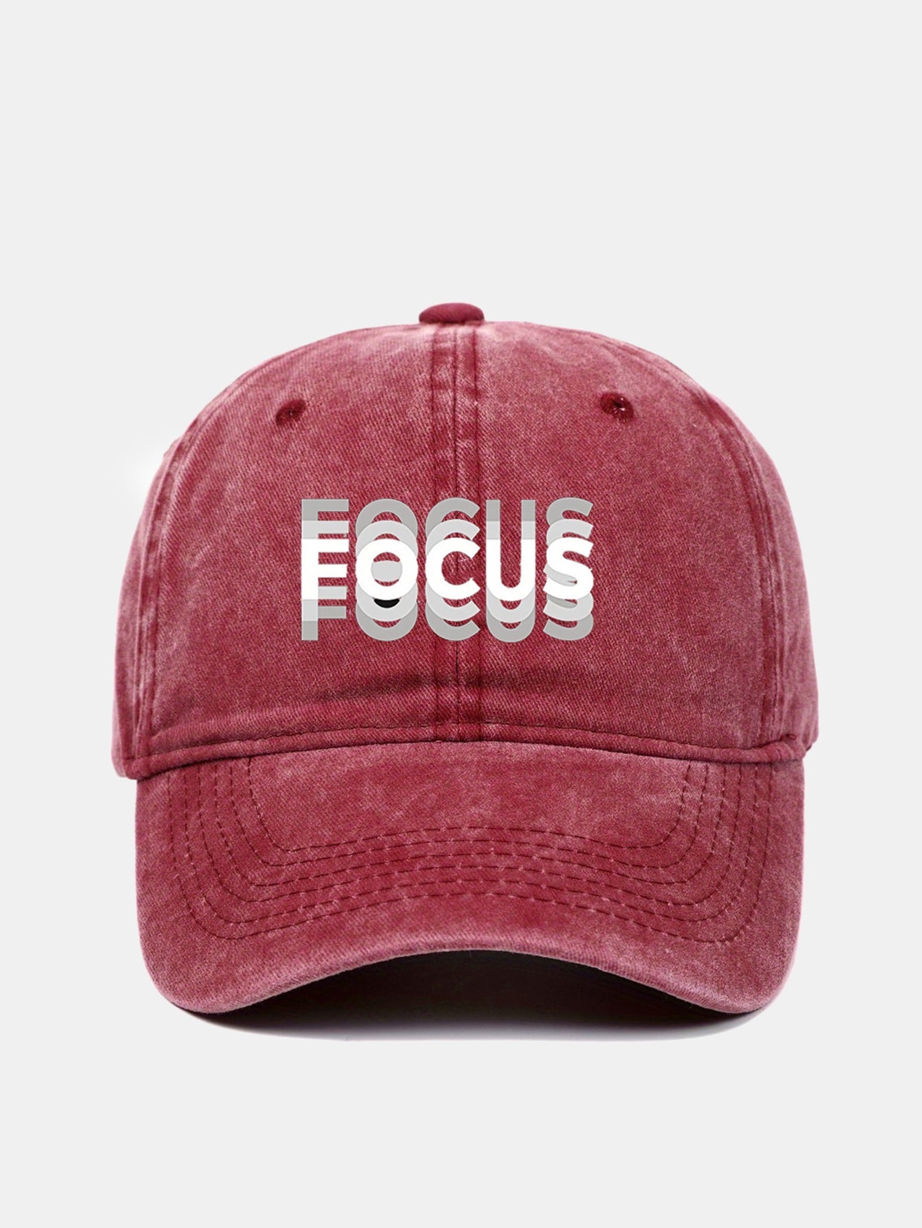 Gradient Washed Baseball Cap with Focus Print