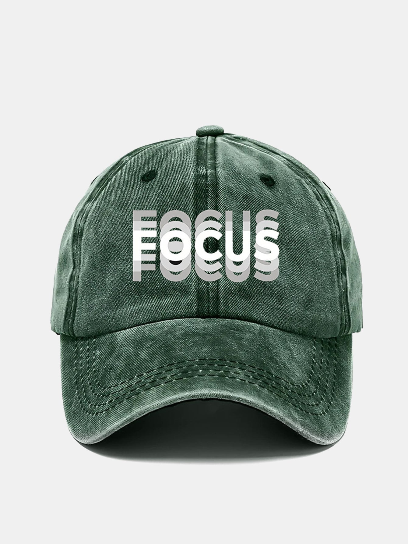 Gradient Washed Baseball Cap with Focus Print