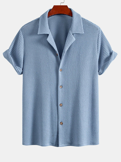 Completo camicia e pantaloncini cubani con trama a nido d'ape