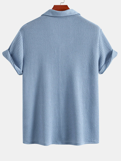 Completo camicia e pantaloncini cubani con trama a nido d'ape