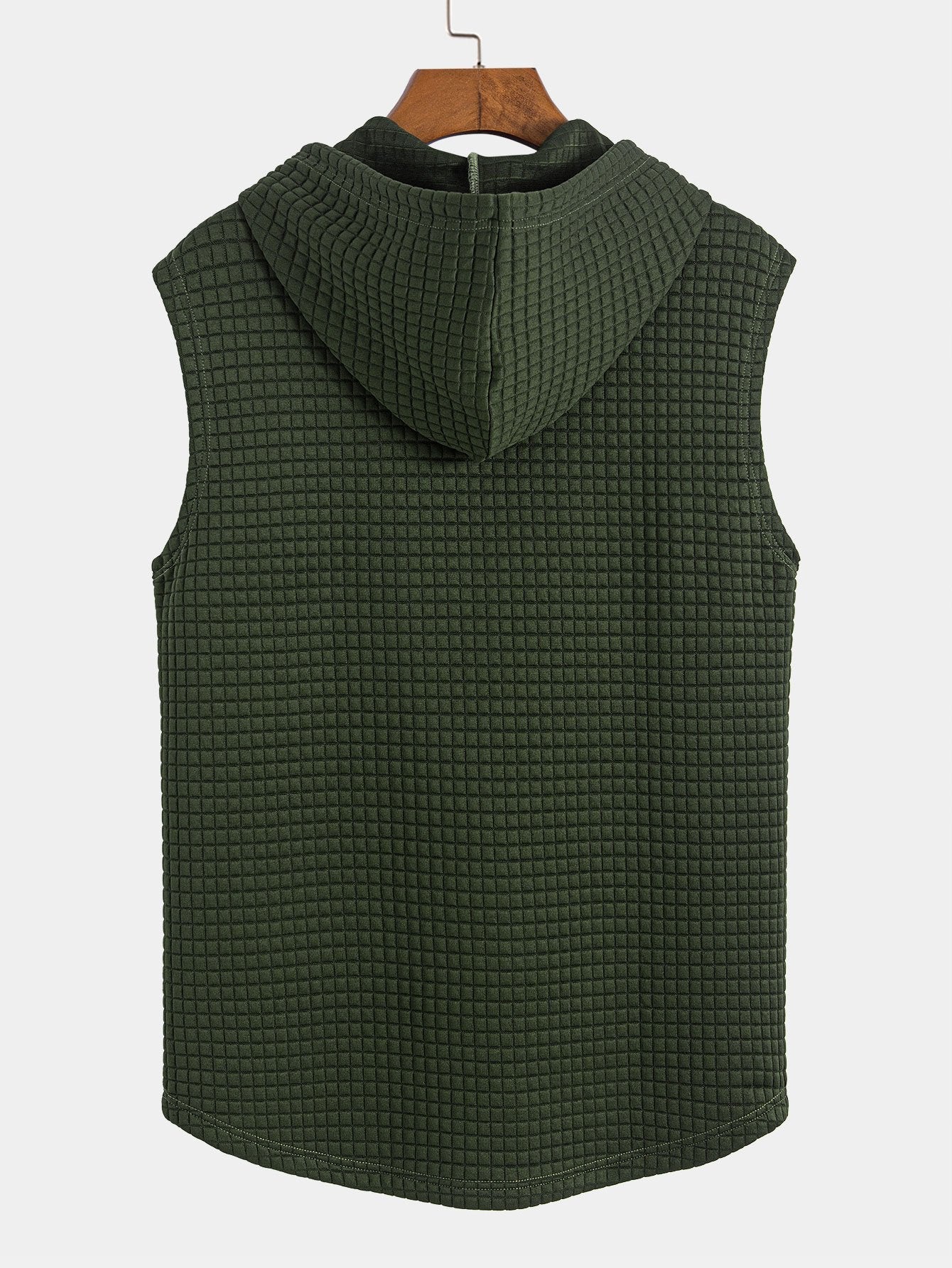 Waisted Sleeveless Hooded Waffle Vest