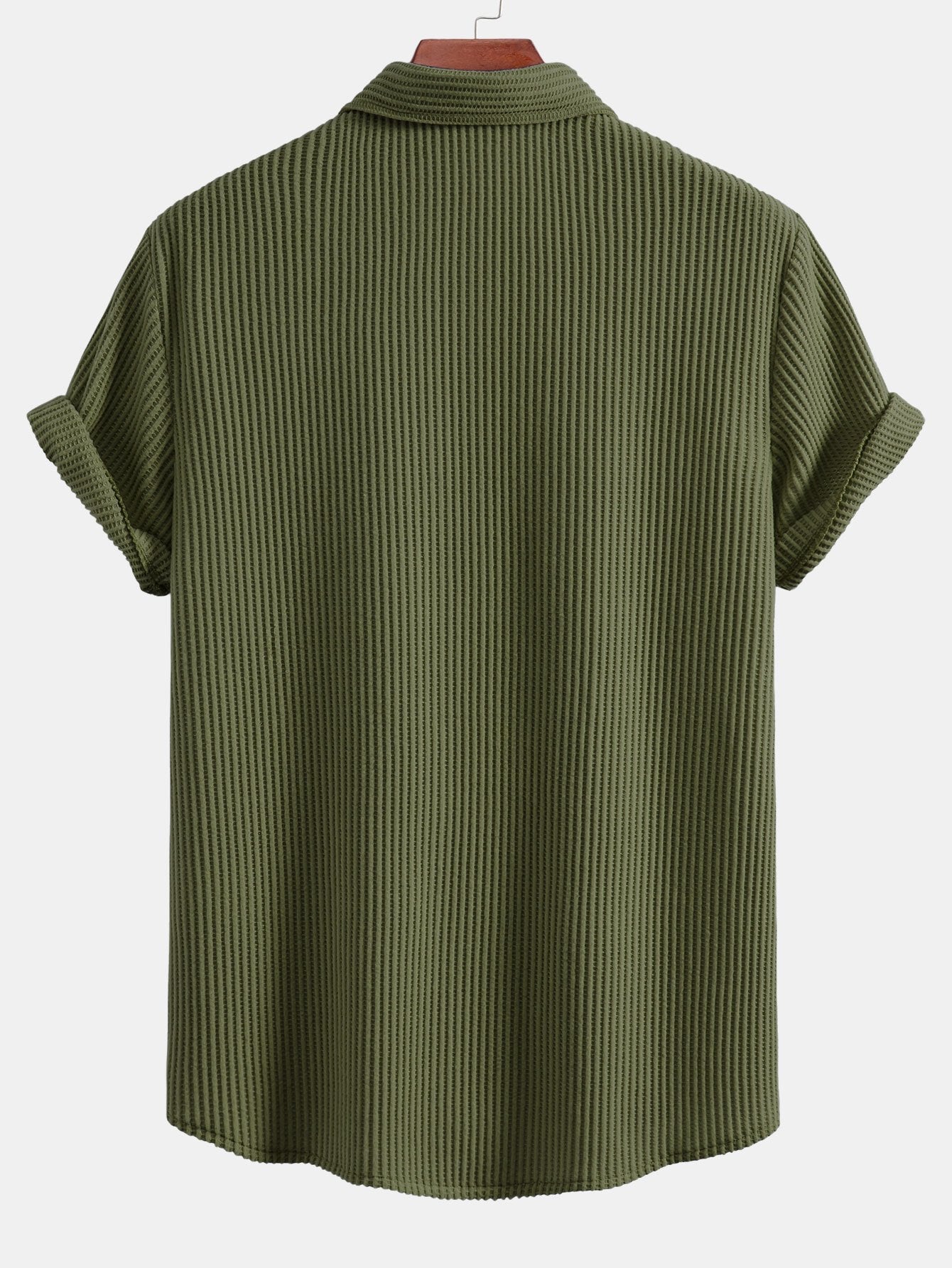 Chemise boutonnée gaufrée avec short gaufré à cordon assorti