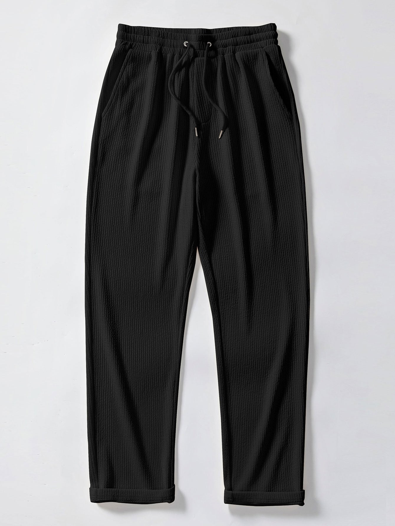 Short Sleeve Jacquard Polo Shirt with Straight Leg Ribbed Trousers