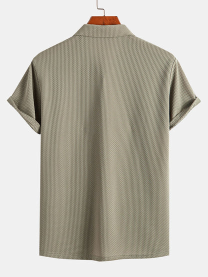 Textured Short Sleeve Polo Shirt