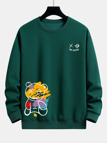 Relaxed Fit Sweatshirt with Graffiti Bear Print