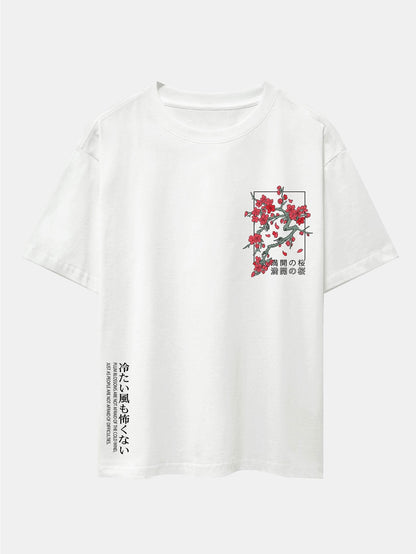 Cherry Blossom Graphic Oversized Drop Shoulder Tee