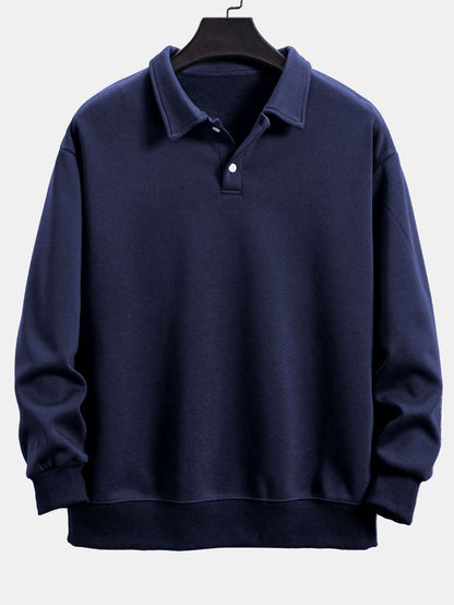 Comfortable Relaxed Fit Polo Neck Sweatshirt