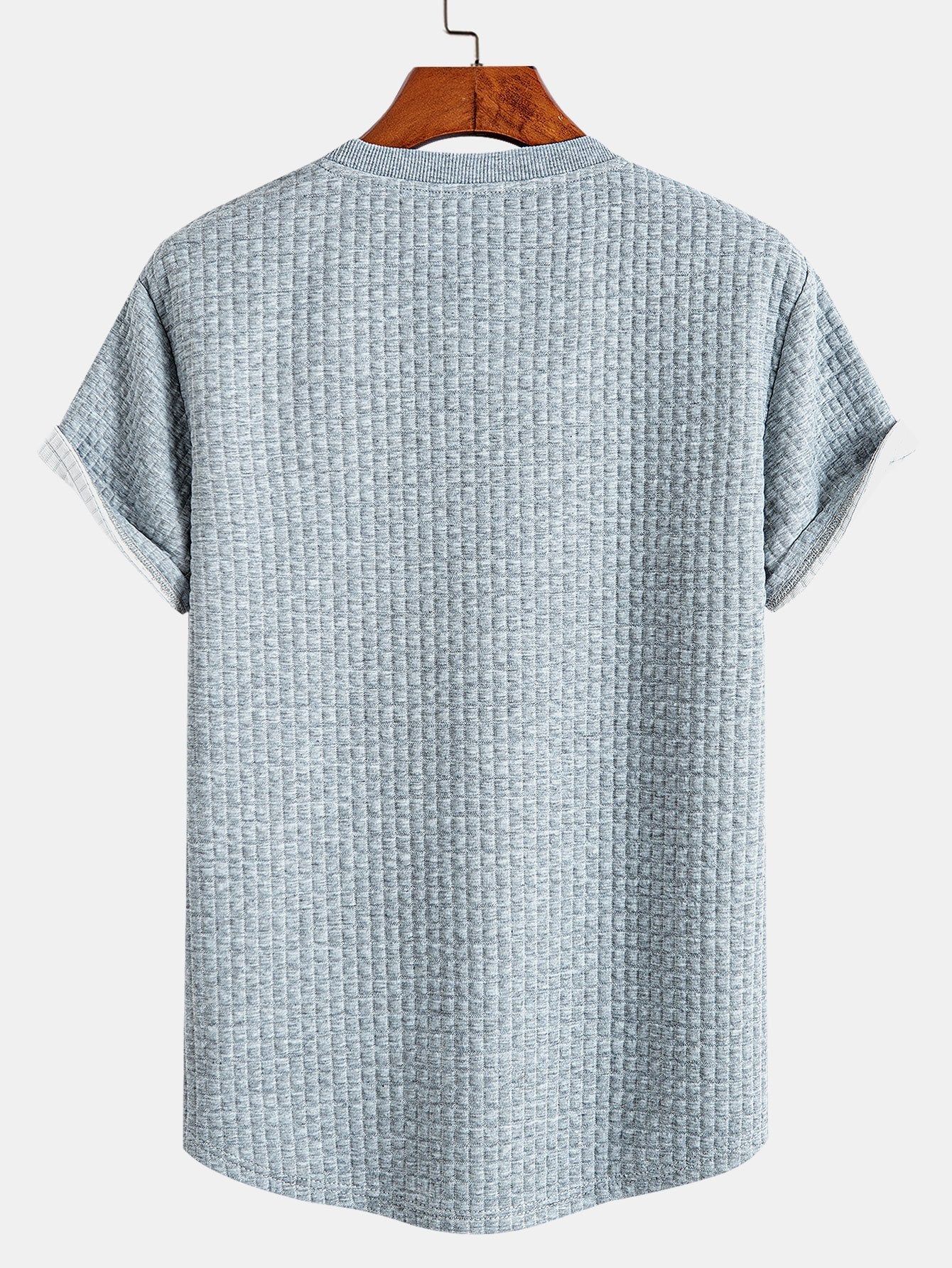 T-shirt a maniche corte in maglia waffle con orlo ad arco e pantaloncini coordinati