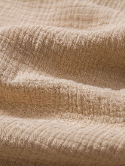 Camicia Henley in cotone stropicciato con patta semiaperta