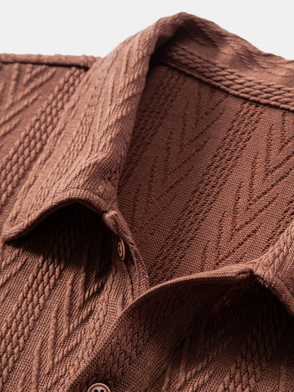 Geometric Jacquard Knit Polo