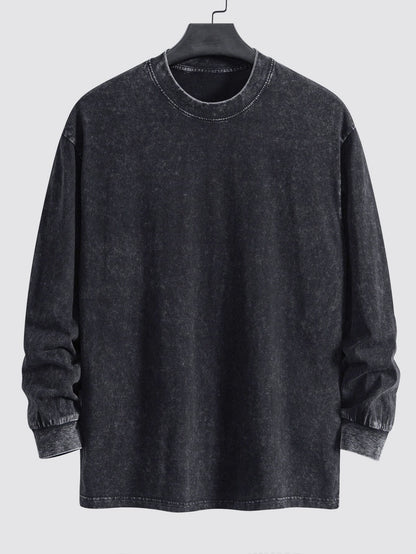 Casual Long Sleeve Distressed T-Shirt with Relaxed Fit