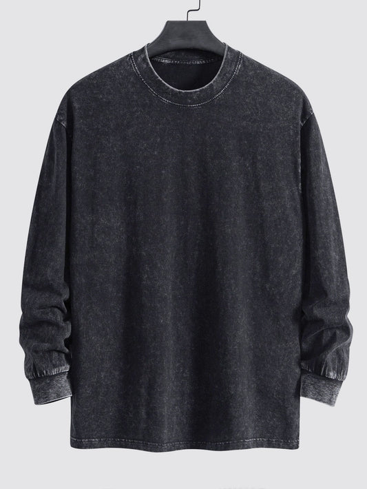 Casual Long Sleeve Distressed T-Shirt with Relaxed Fit