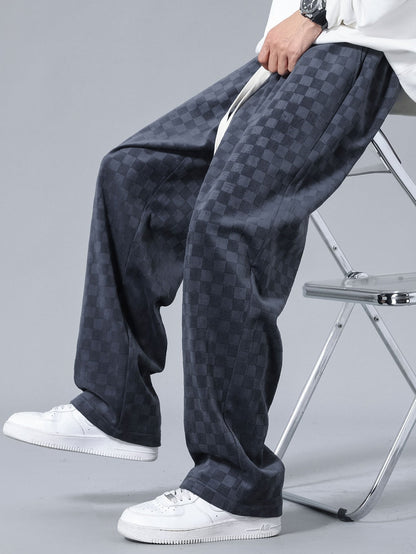 Plaid Straight Leg Trousers