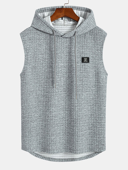 Waisted Sleeveless Hooded Waffle Vest