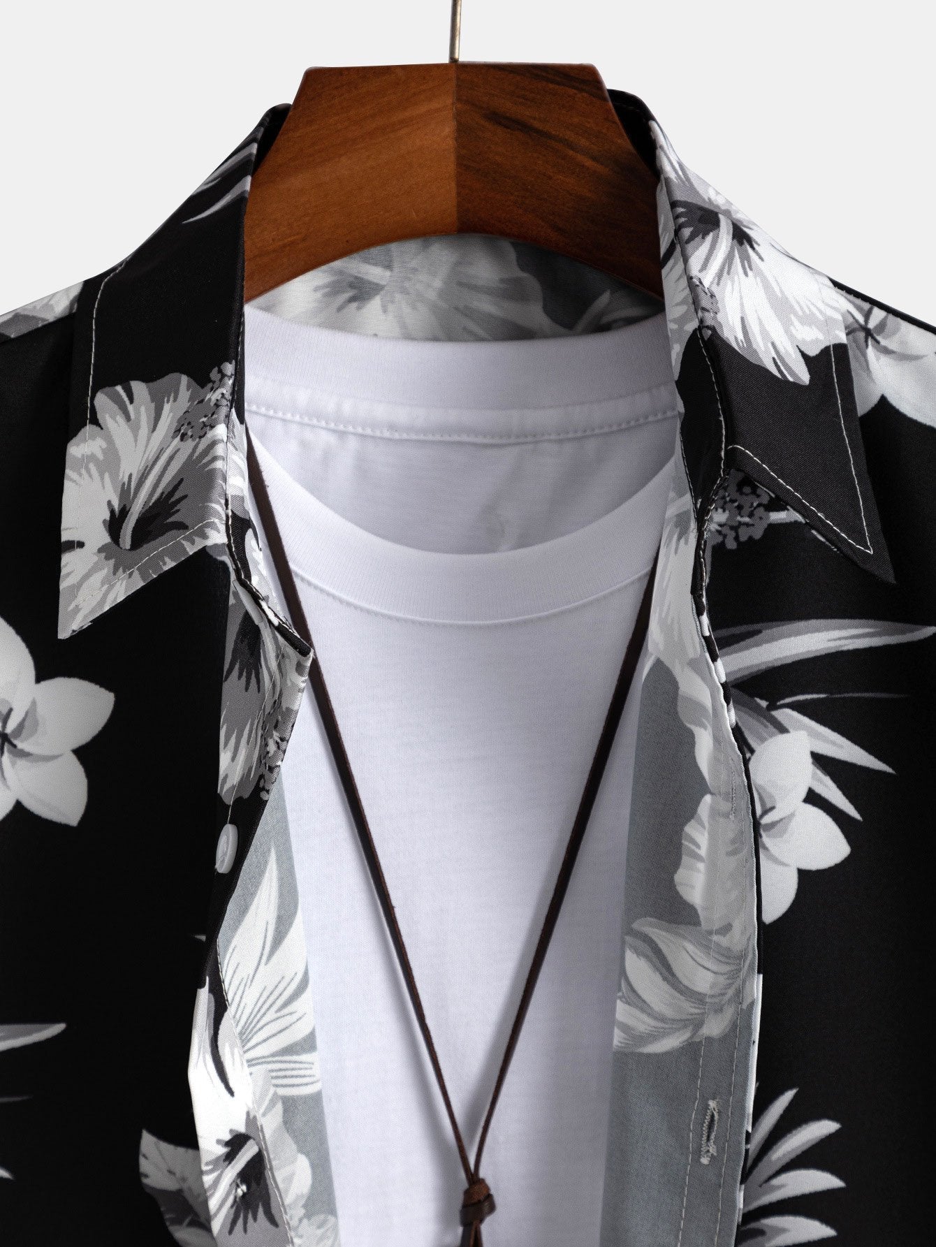 Button-Up Shirt with Tropical Floral Design