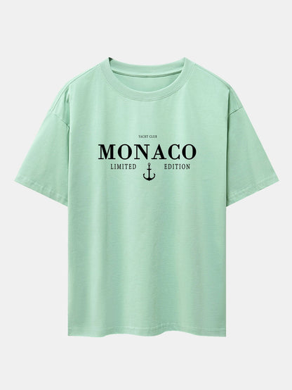 Monaco Oversized T-Shirt with Slogan Print and Drop Shoulders