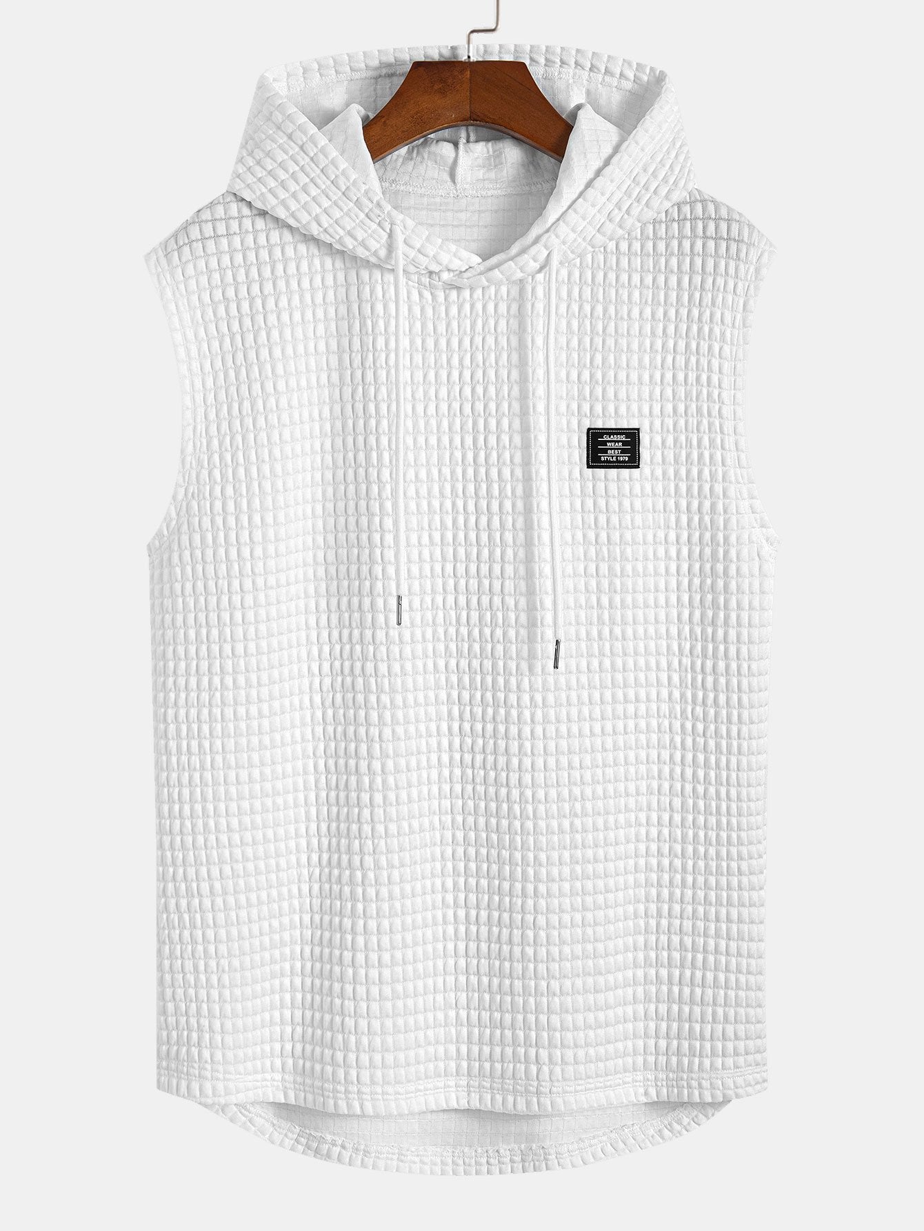 Waisted Sleeveless Hooded Waffle Vest