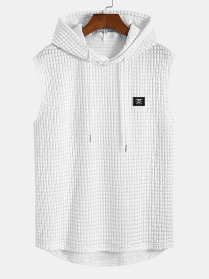 Waisted Sleeveless Hooded Waffle Vest