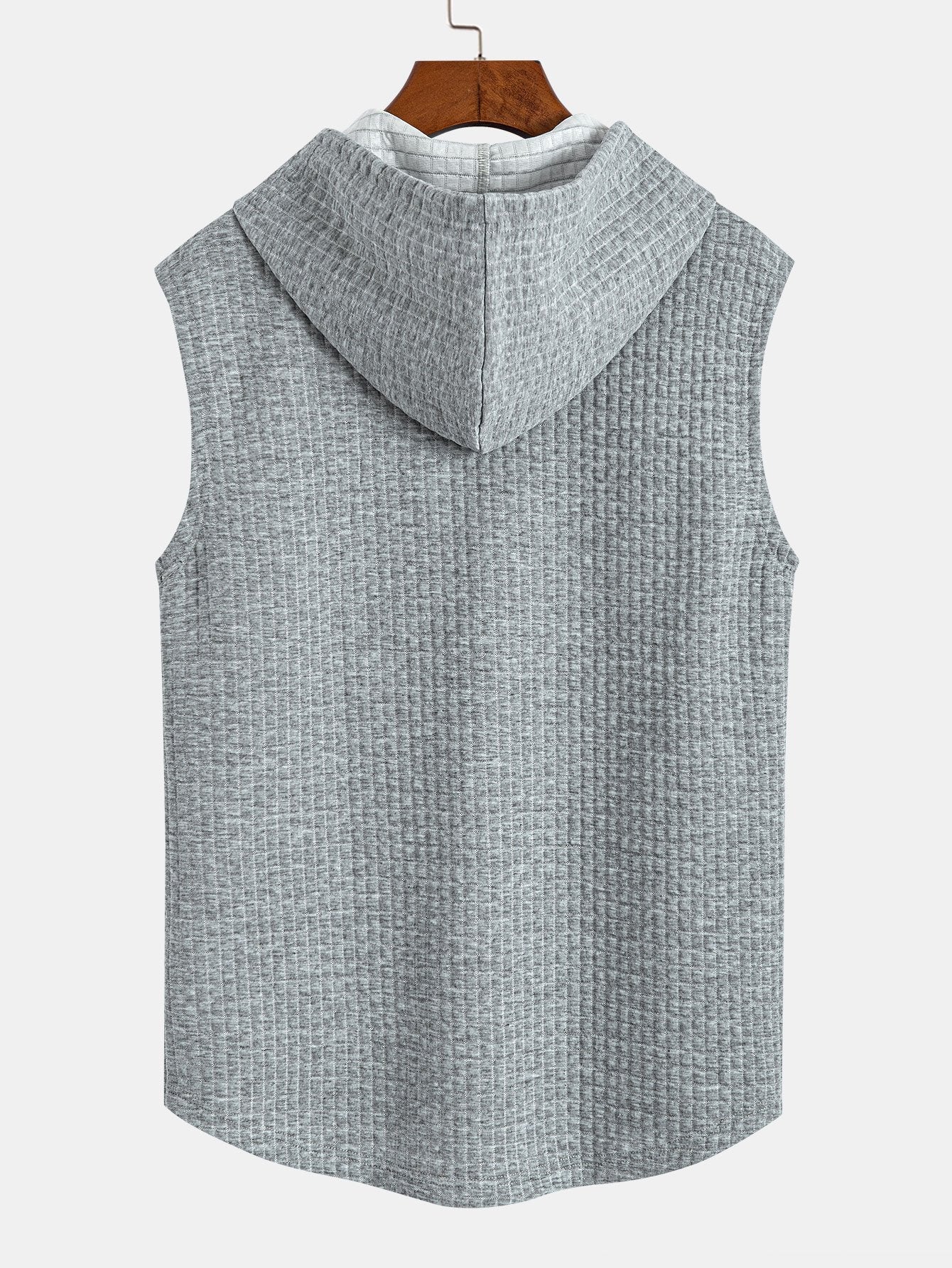 Waisted Sleeveless Hooded Waffle Vest