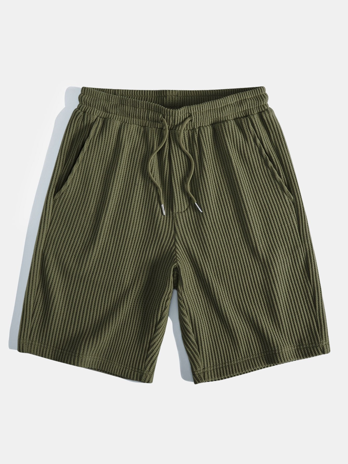 Chemise boutonnée gaufrée avec short gaufré à cordon assorti