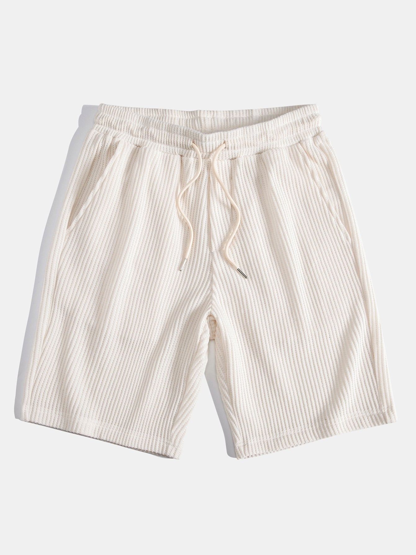 Chemise boutonnée gaufrée avec short gaufré à cordon assorti
