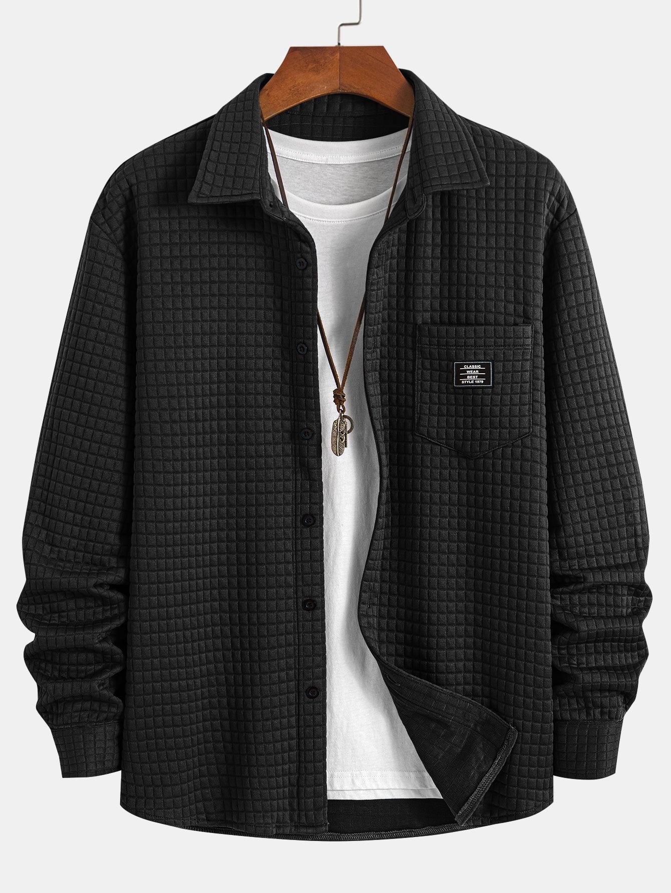 Waffle Weave Button-Up Shirt