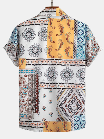 Button-Up Shirt with Scarf Print