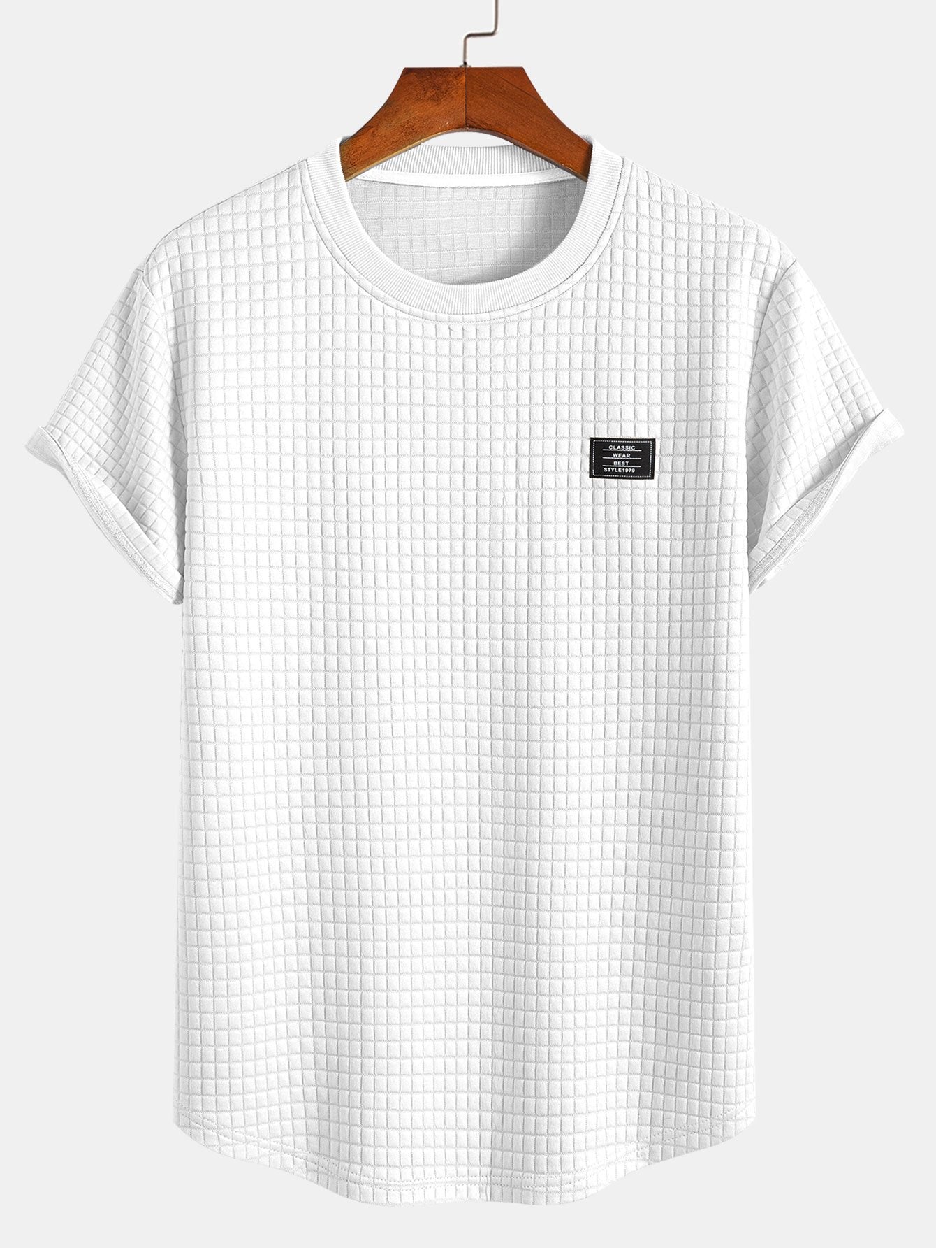 T-shirt a maniche corte in maglia waffle con orlo ad arco e pantaloncini coordinati