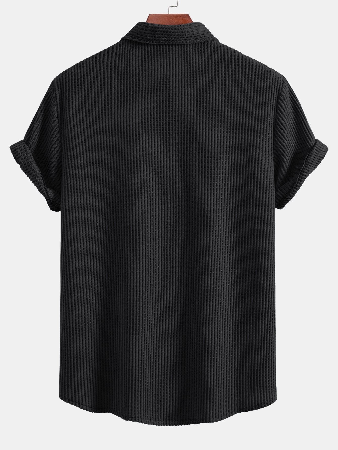 Chemise boutonnée gaufrée avec short gaufré à cordon assorti